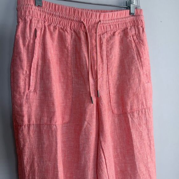 Athleta Retreat Linen Jogger Pants in Calla Sunset Orange Coral 531704 Size 6 - Picture 9 of 16